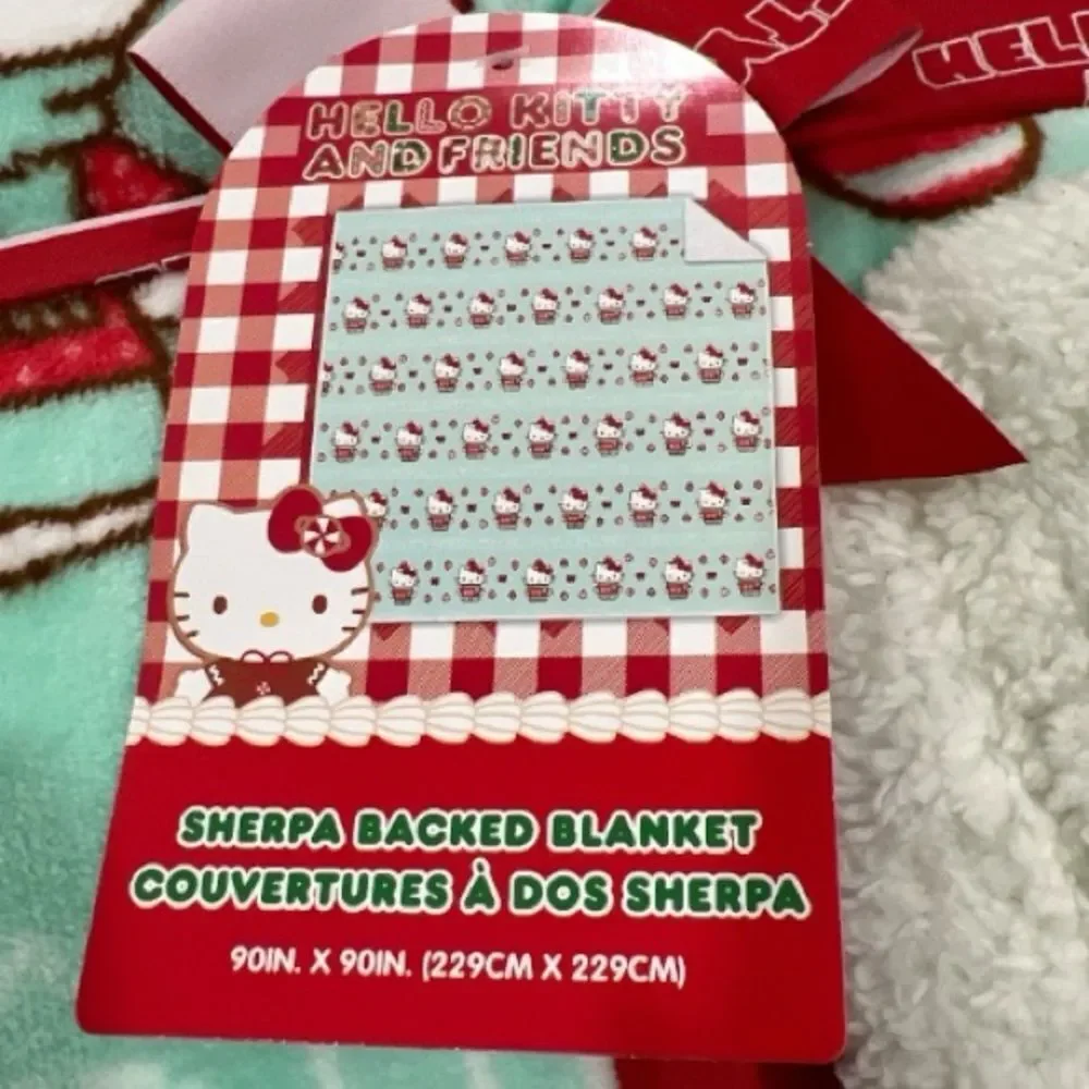 NIB Hello Kitty Christmas Holiday 2025 Full/Queen Mint Sherpa Blanket 90”x90”